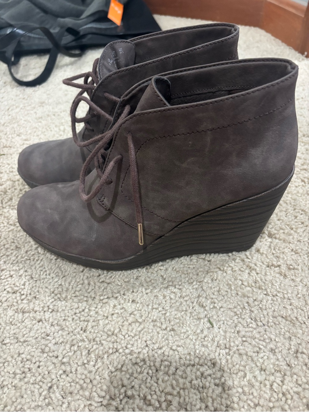 Blair Chocolate Brown Lace-Up Wedge Ankle Boots